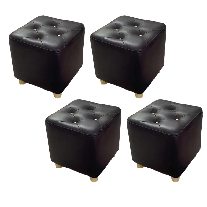 Modern Cotton Pouf Ottoman Plain Square Tufted Water Resistant Chair Pouf