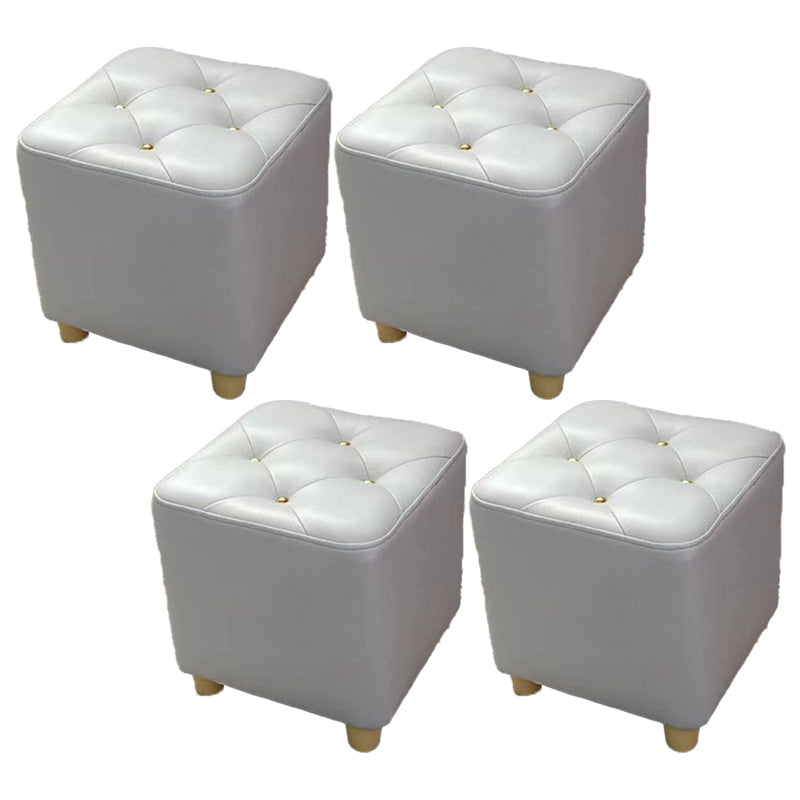 Modern Cotton Pouf Ottoman Plain Square Tufted Water Resistant Chair Pouf