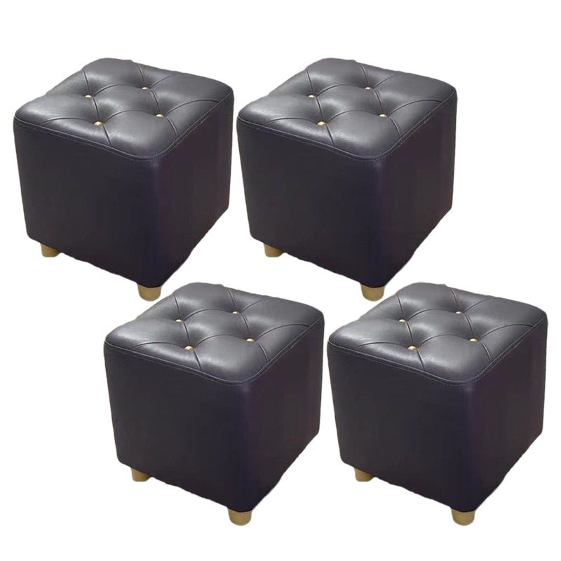 Modern Cotton Pouf Ottoman Plain Square Tufted Water Resistant Chair Pouf