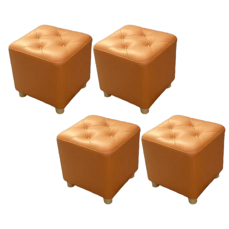 Modern Cotton Pouf Ottoman Plain Square Tufted Water Resistant Chair Pouf