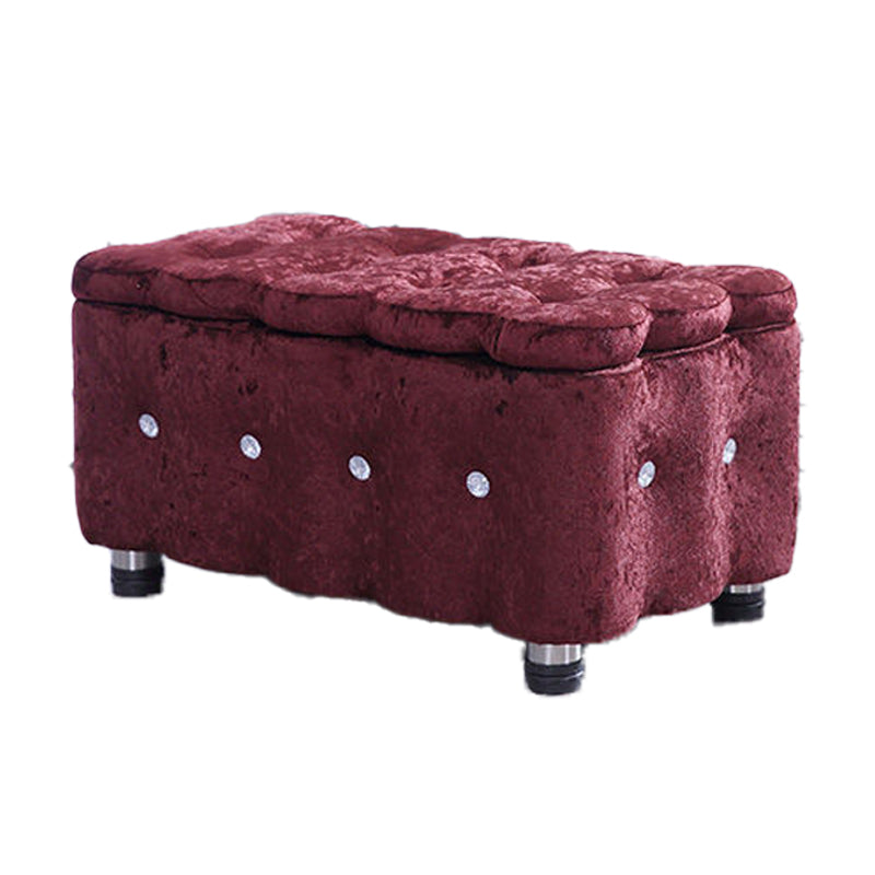 Glam Plain Storage Pouf Plain Velvet Tufted with Storage Rectangle Couch Ottoman