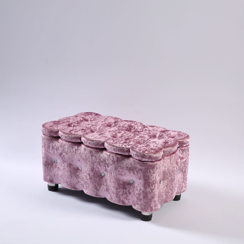 Glam Plain Storage Pouf Plain Velvet Tufted with Storage Rectangle Couch Ottoman