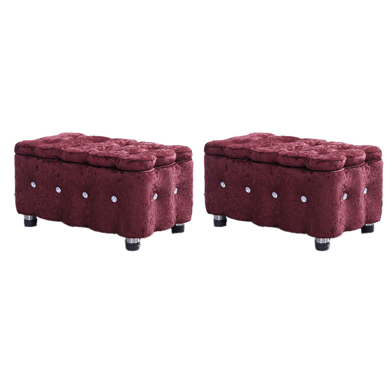 Glam Plain Storage Pouf Plain Velvet Tufted with Storage Rectangle Couch Ottoman