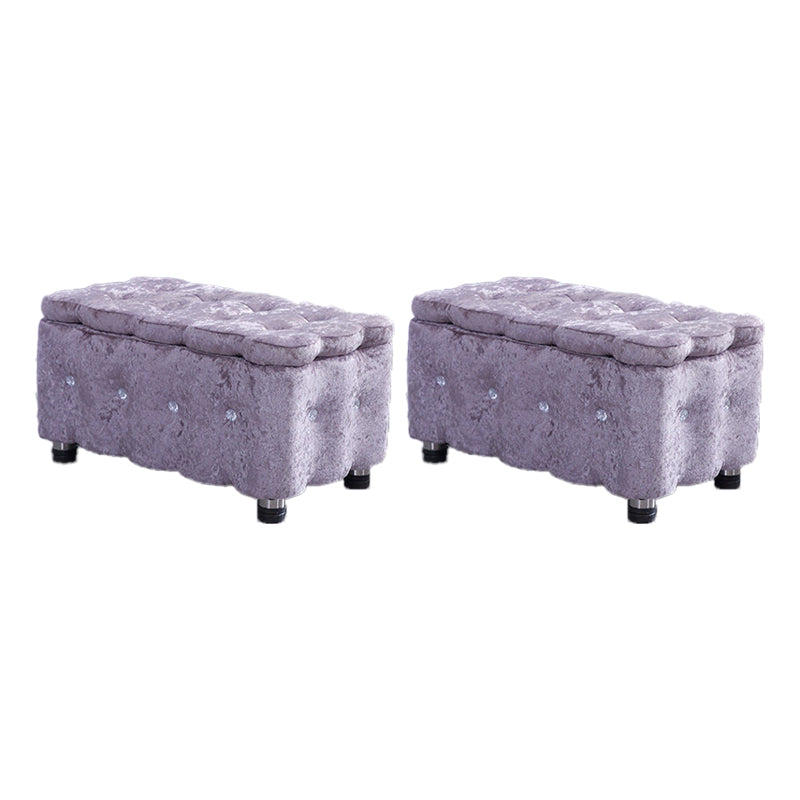 Glam Plain Storage Pouf Plain Velvet Tufted with Storage Rectangle Couch Ottoman