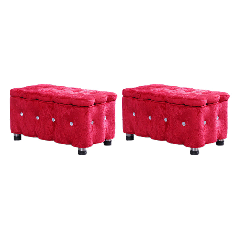 Glam Plain Storage Pouf Plain Velvet Tufted with Storage Rectangle Couch Ottoman
