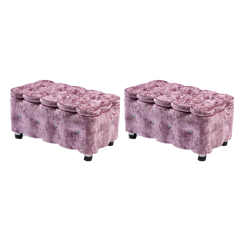 Glam Plain Storage Pouf Plain Velvet Tufted with Storage Rectangle Couch Ottoman
