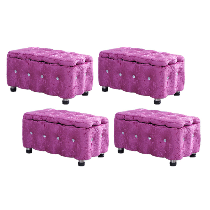 Glam Plain Storage Pouf Plain Velvet Tufted with Storage Rectangle Couch Ottoman