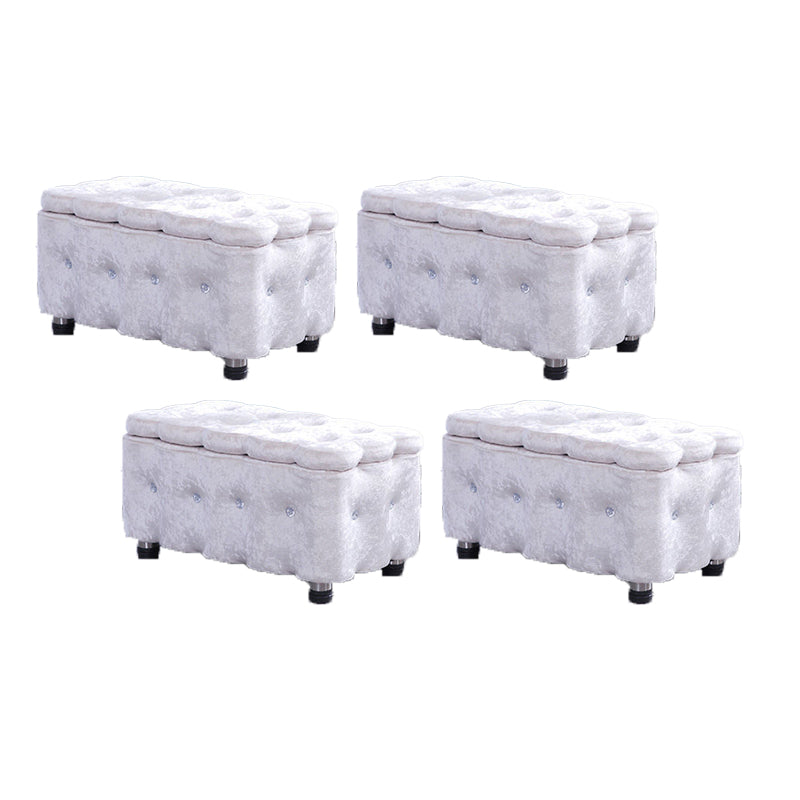 Glam Plain Storage Pouf Plain Velvet Tufted with Storage Rectangle Couch Ottoman
