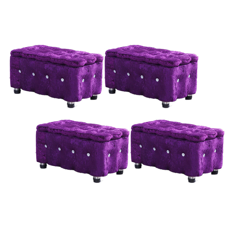Glam Plain Storage Pouf Plain Velvet Tufted with Storage Rectangle Couch Ottoman