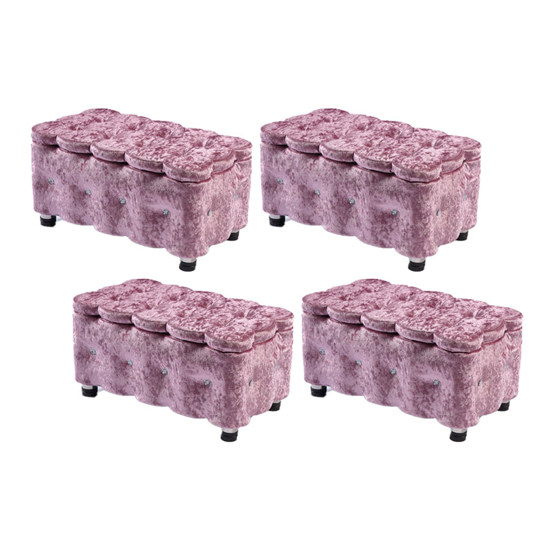 Glam Plain Storage Pouf Plain Velvet Tufted with Storage Rectangle Couch Ottoman