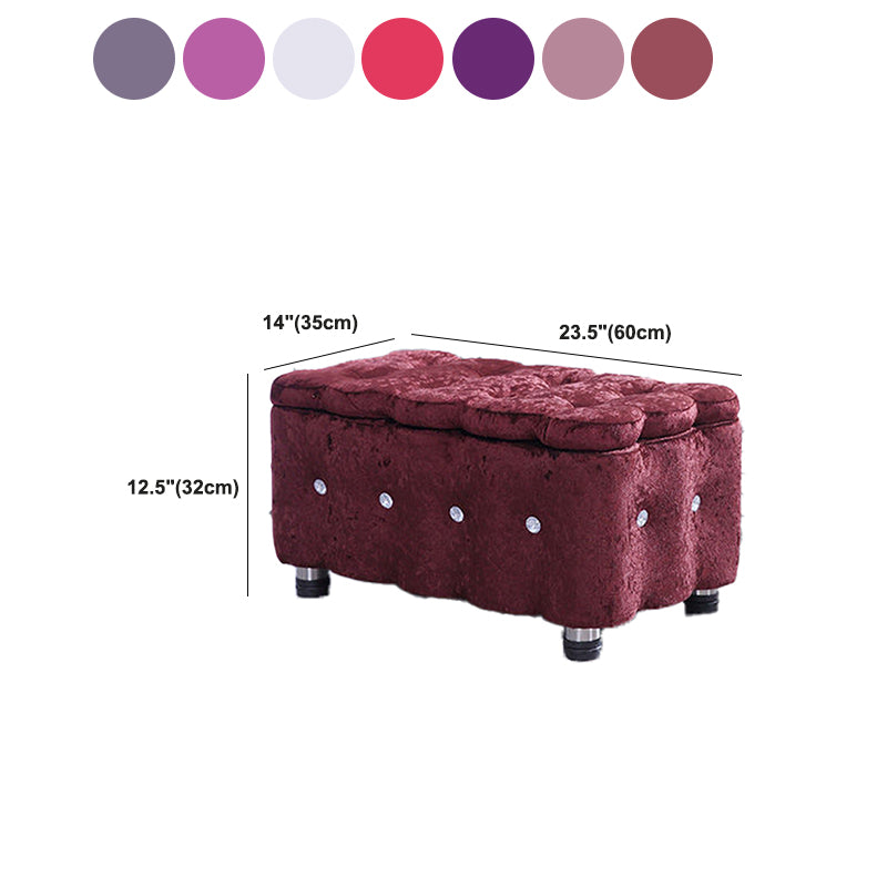 Glam Plain Storage Pouf Plain Velvet Tufted with Storage Rectangle Couch Ottoman