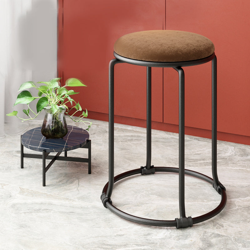 Glam Standard Ottoman Round Plain Velvet Tear Resistant Indoor Ottoman