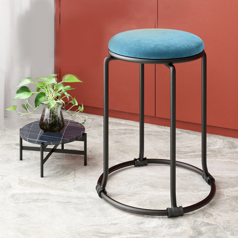 Glam Standard Ottoman Round Plain Velvet Tear Resistant Indoor Ottoman