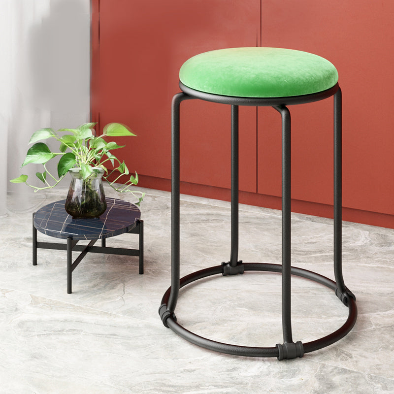 Glam Standard Ottoman Round Plain Velvet Tear Resistant Indoor Ottoman