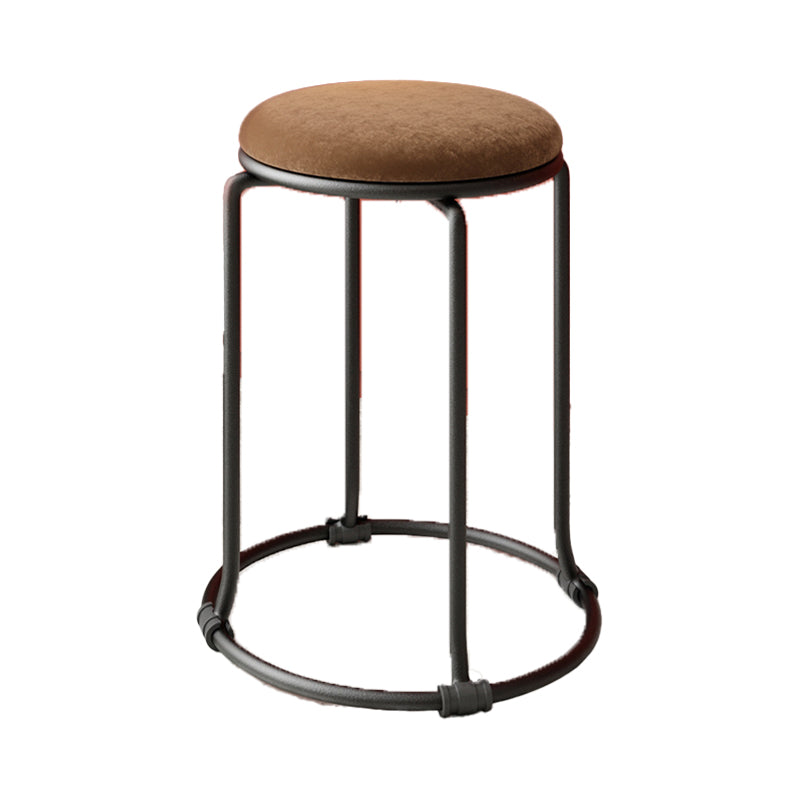 Glam Standard Ottoman Round Plain Velvet Tear Resistant Indoor Ottoman