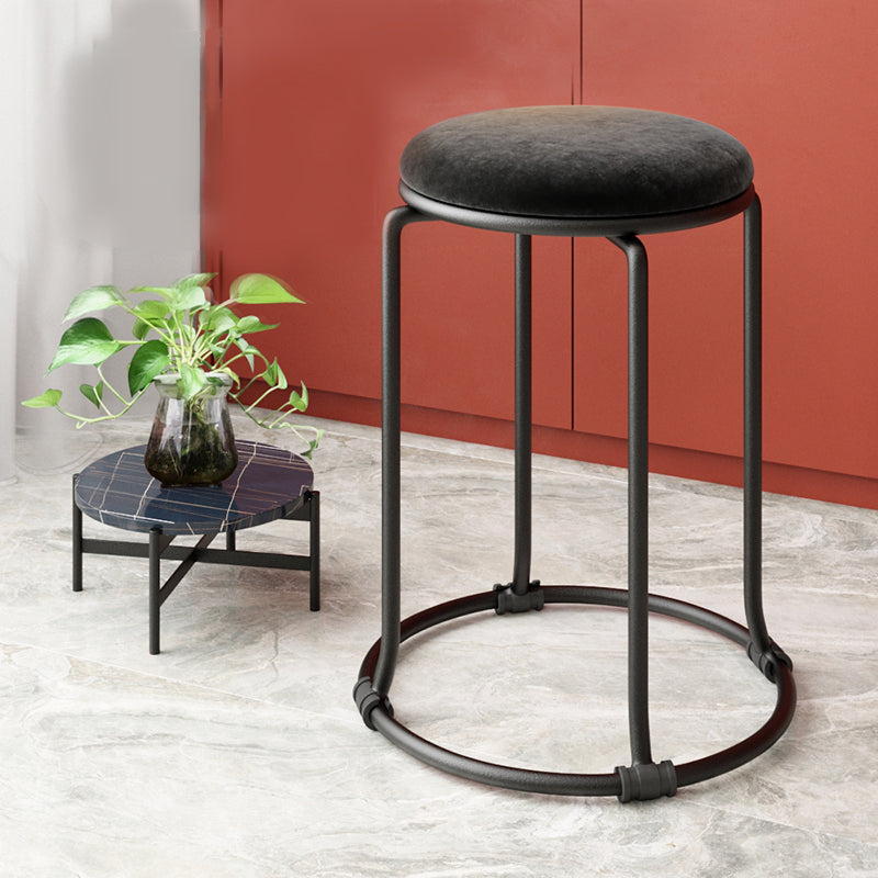 Glam Standard Ottoman Round Plain Velvet Tear Resistant Indoor Ottoman