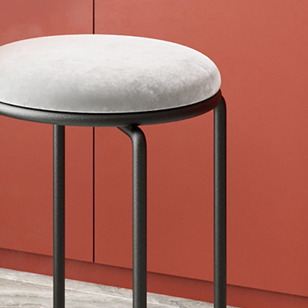 Glam Standard Ottoman Round Plain Velvet Tear Resistant Indoor Ottoman