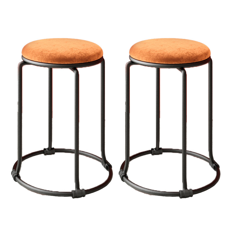 Glam Standard Ottoman Round Plain Velvet Tear Resistant Indoor Ottoman