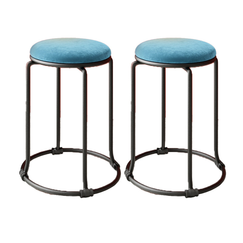 Glam Standard Ottoman Round Plain Velvet Tear Resistant Indoor Ottoman