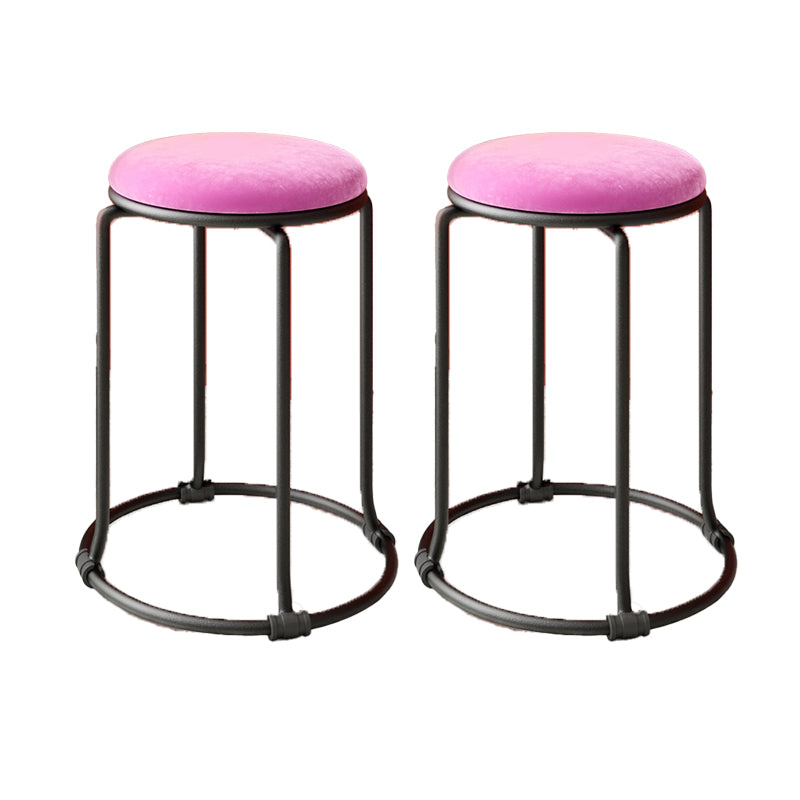 Glam Standard Ottoman Round Plain Velvet Tear Resistant Indoor Ottoman