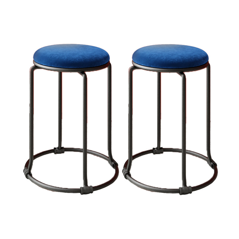 Glam Standard Ottoman Round Plain Velvet Tear Resistant Indoor Ottoman