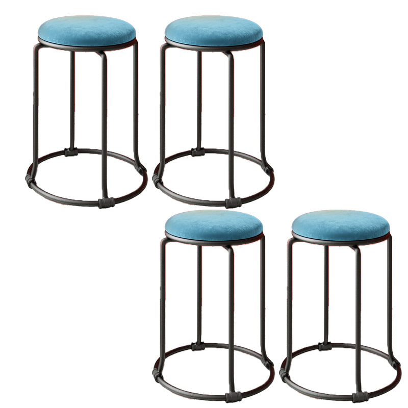 Glam Standard Ottoman Round Plain Velvet Tear Resistant Indoor Ottoman