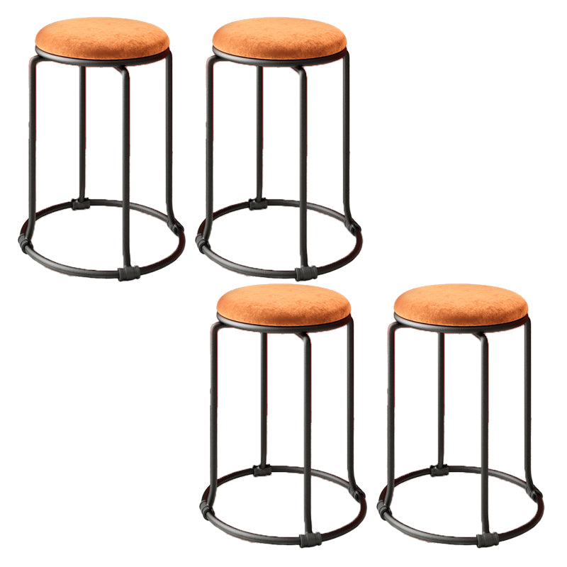 Glam Standard Ottoman Round Plain Velvet Tear Resistant Indoor Ottoman