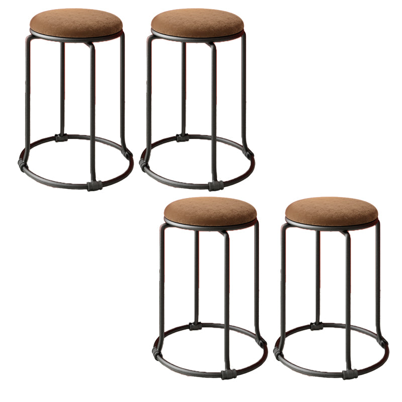 Glam Standard Ottoman Round Plain Velvet Tear Resistant Indoor Ottoman