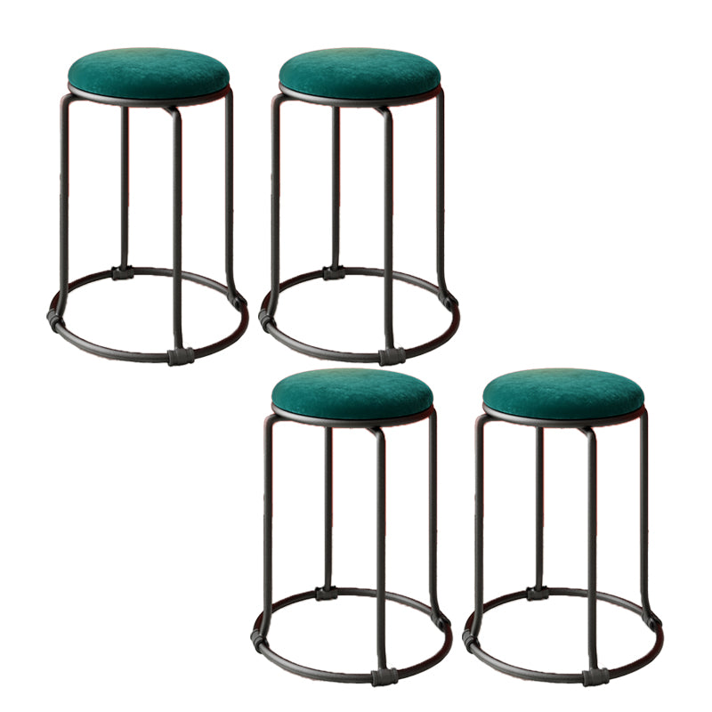 Glam Standard Ottoman Round Plain Velvet Tear Resistant Indoor Ottoman