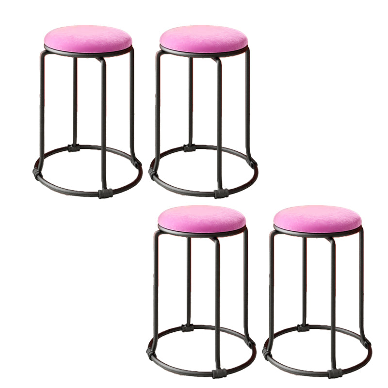 Glam Standard Ottoman Round Plain Velvet Tear Resistant Indoor Ottoman