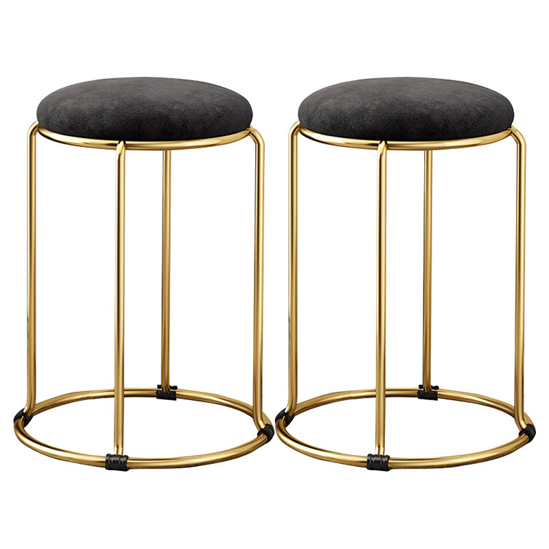 Velvet Scratch Resistant Ottoman Pure Color Round Glam Standard Round Ottoman