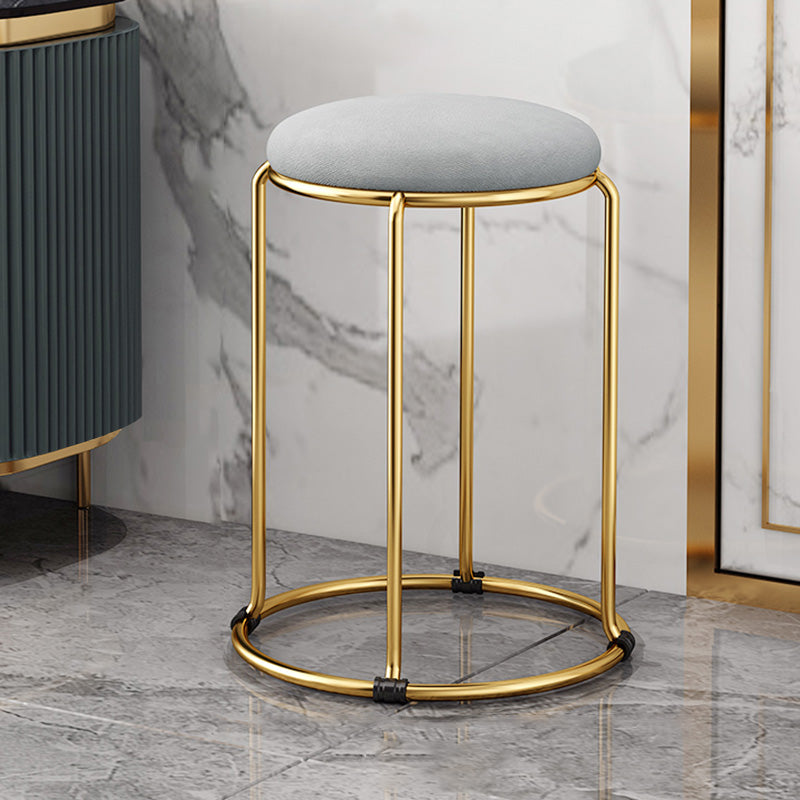 Velvet Scratch Resistant Ottoman Pure Color Round Glam Standard Round Ottoman