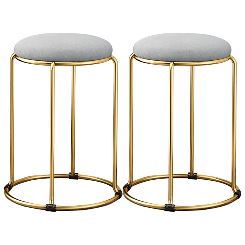 Velvet Scratch Resistant Ottoman Pure Color Round Glam Standard Round Ottoman