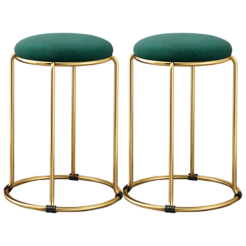 Velvet Scratch Resistant Ottoman Pure Color Round Glam Standard Round Ottoman