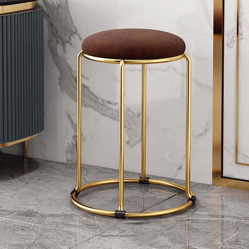 Velvet Scratch Resistant Ottoman Pure Color Round Glam Standard Round Ottoman