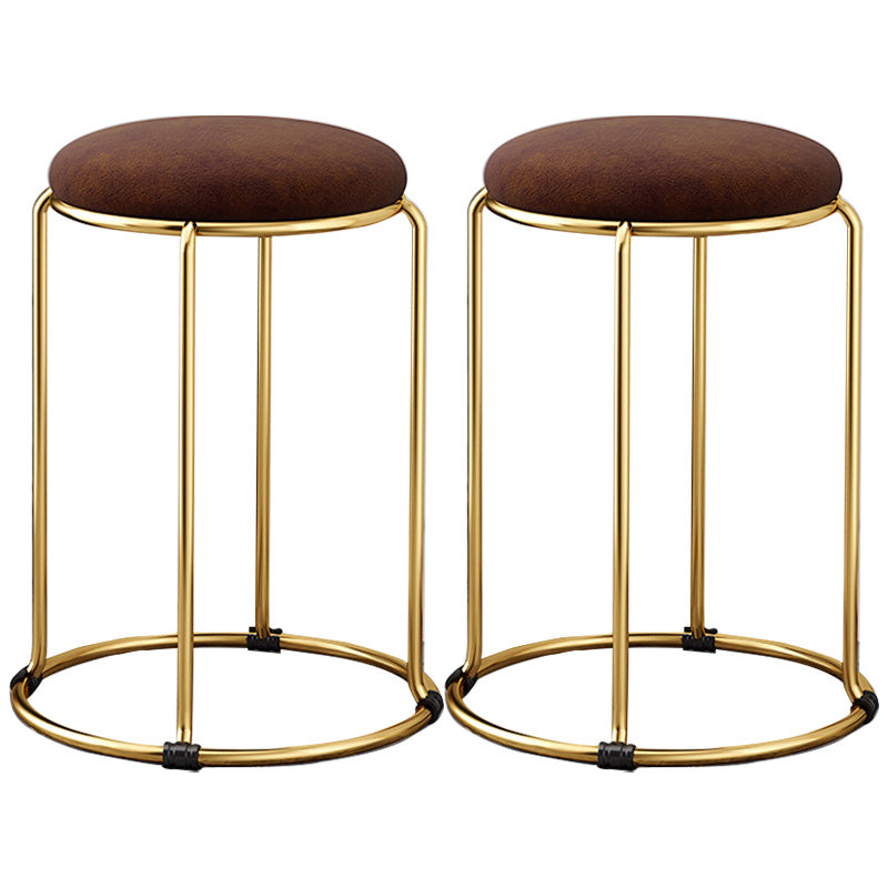 Velvet Scratch Resistant Ottoman Pure Color Round Glam Standard Round Ottoman