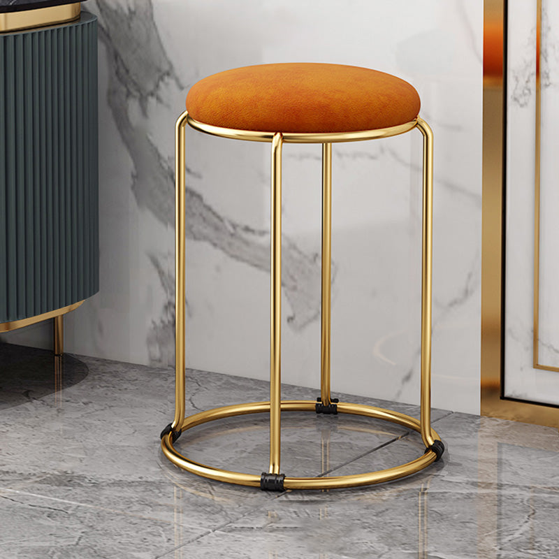 Velvet Scratch Resistant Ottoman Pure Color Round Glam Standard Round Ottoman