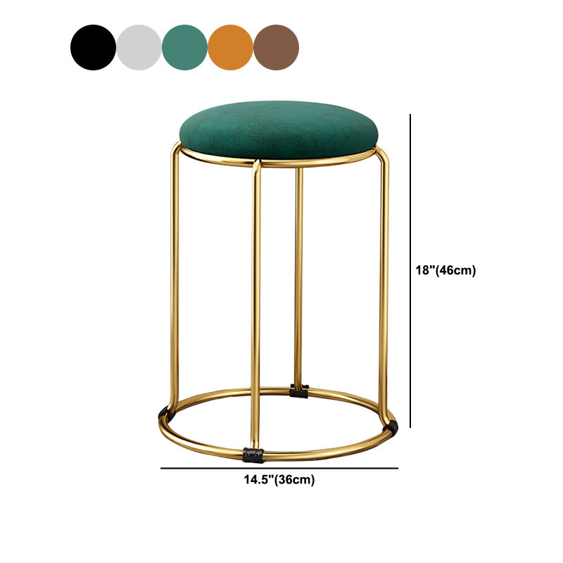 Velvet Scratch Resistant Ottoman Pure Color Round Glam Standard Round Ottoman