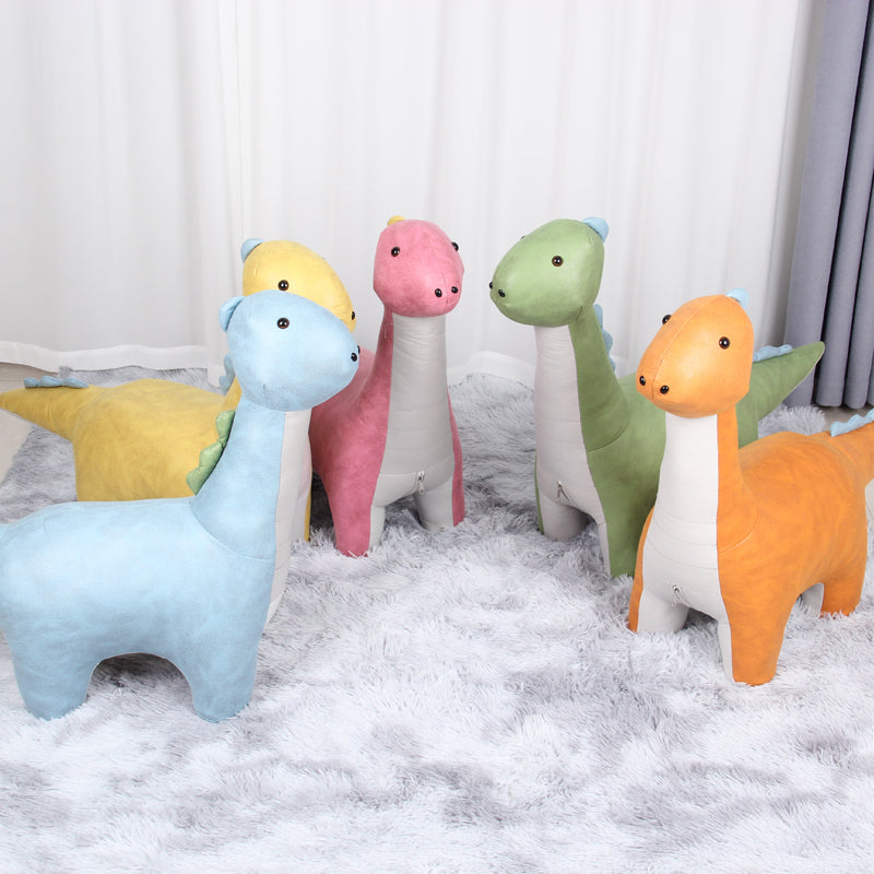 Modern Velvet Pouf Chair Contrast Color Dinosaurs Shape Water Resistant Chair Ottoman