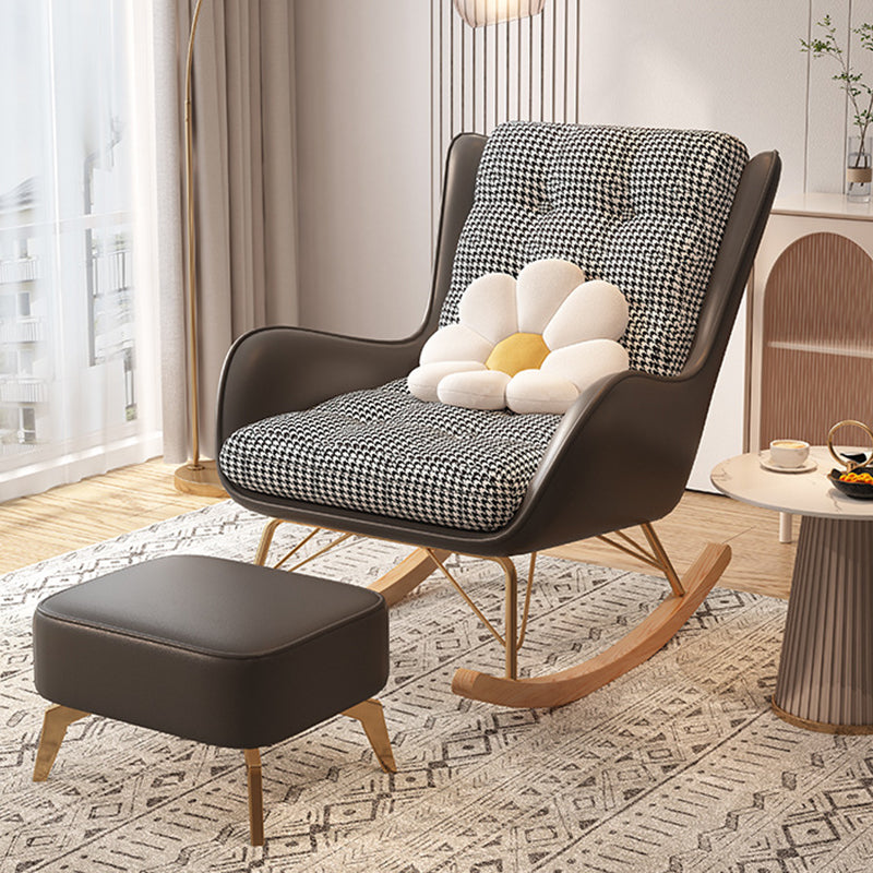 Upholstered and Metal Rocker Glam with Padded Seat Rocking Chair Slipcovered