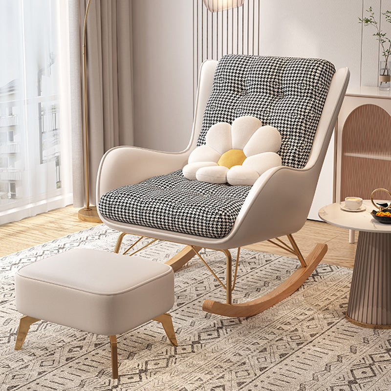 Upholstered and Metal Rocker Glam with Padded Seat Rocking Chair Slipcovered