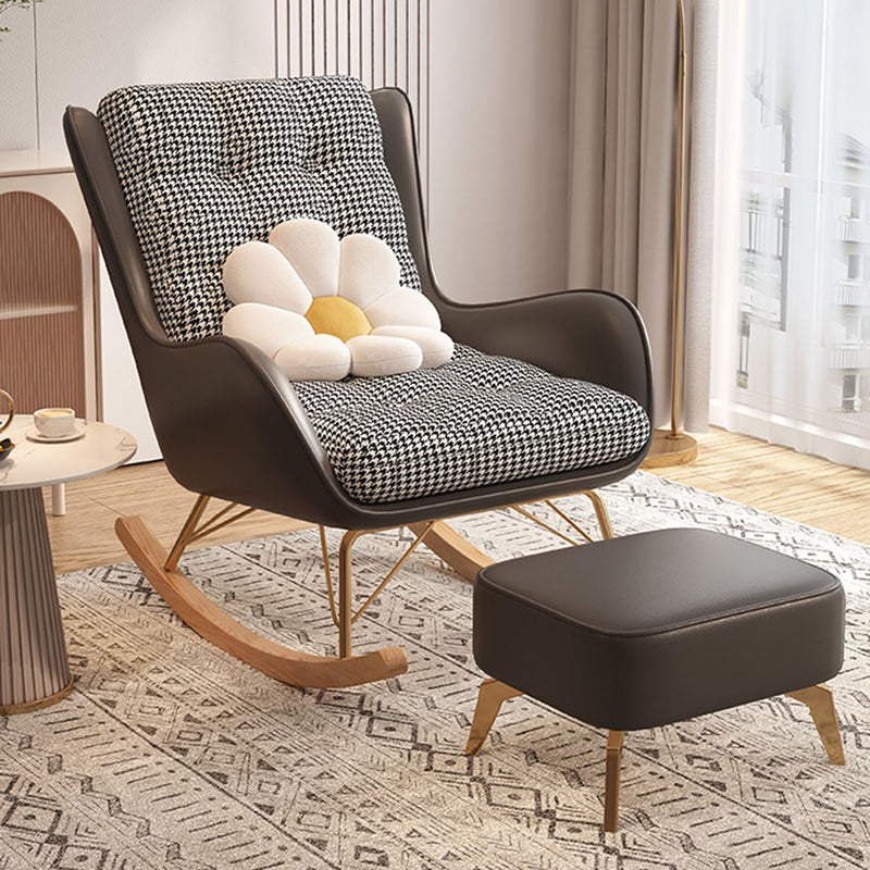 Upholstered and Metal Rocker Glam with Padded Seat Rocking Chair Slipcovered