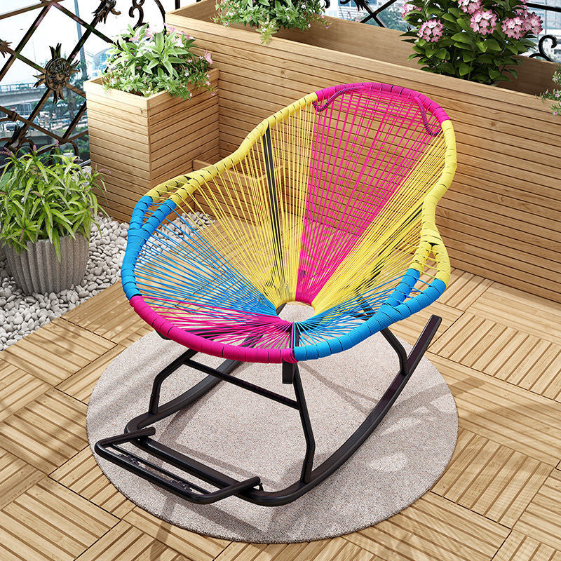 Modern Reclining Rocking Chair 29.5" x 51.2" x 35.4" Rocker Chair Spindle for Outdoor