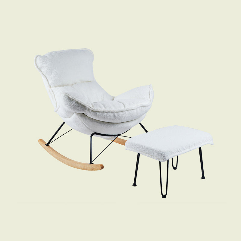 High Back Rocking Chair Ergonomic with Padded Seat Rocker Chair  with Ottoman