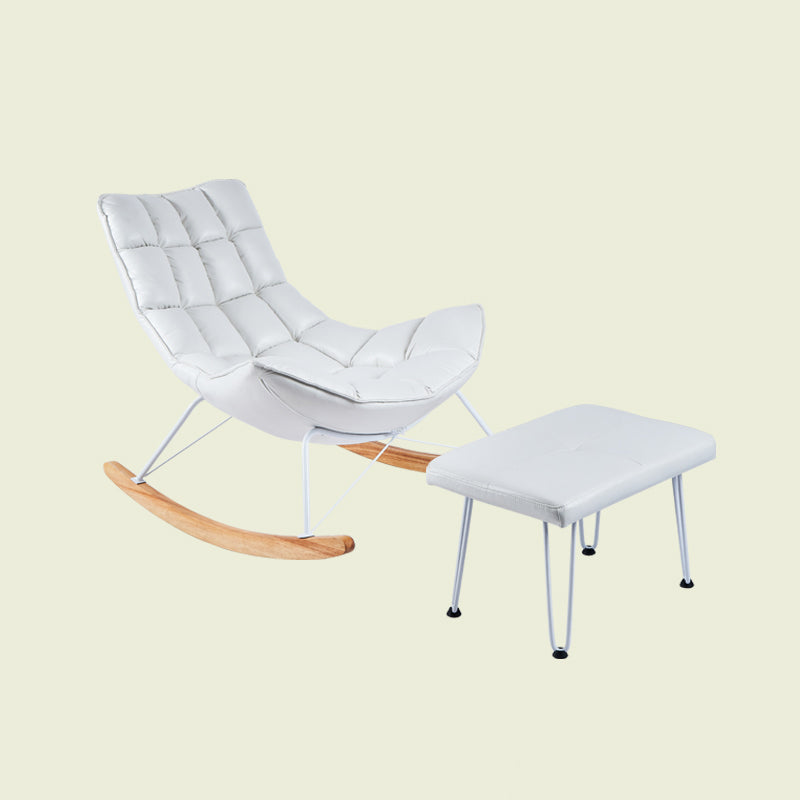 High Back Rocking Chair Ergonomic with Padded Seat Rocker Chair  with Ottoman