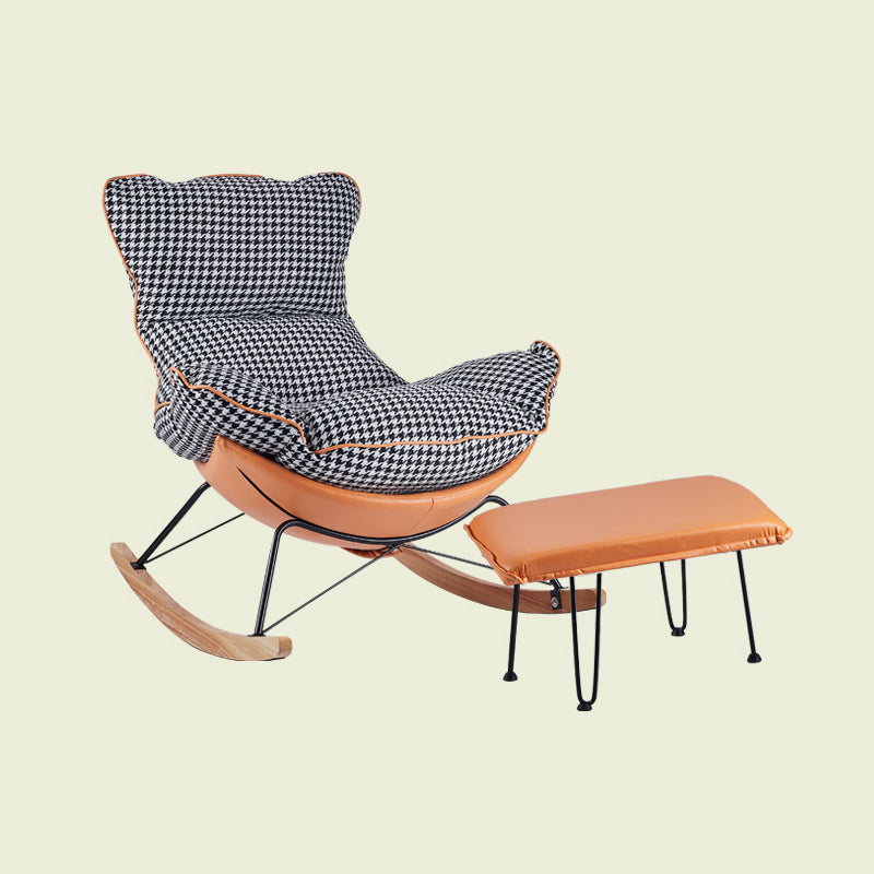 High Back Rocking Chair Ergonomic with Padded Seat Rocker Chair  with Ottoman