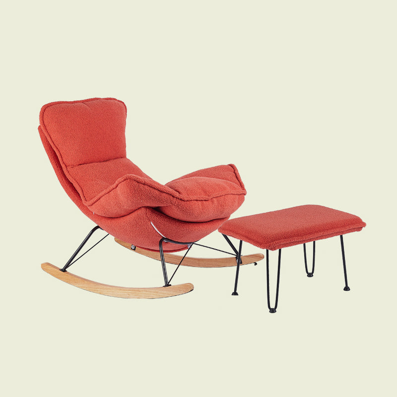 High Back Rocking Chair Ergonomic with Padded Seat Rocker Chair  with Ottoman