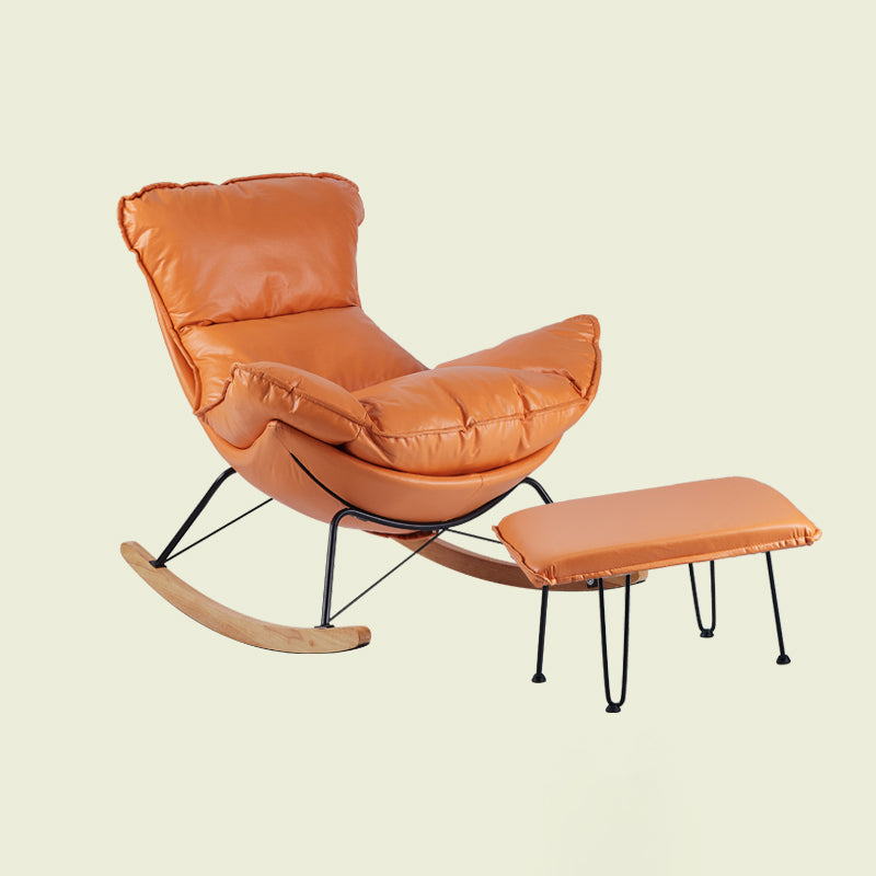 High Back Rocking Chair Ergonomic with Padded Seat Rocker Chair  with Ottoman