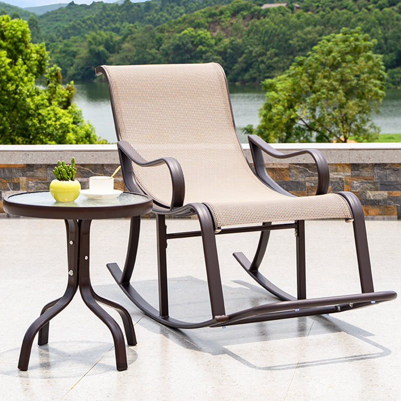 Ergonomic Wicker Rocking Chair with Cushion Spindle Rocking Accent Chair for Outdoor