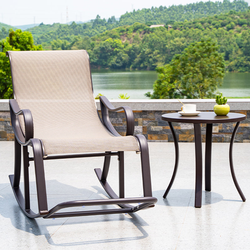 Ergonomic Wicker Rocking Chair with Cushion Spindle Rocking Accent Chair for Outdoor